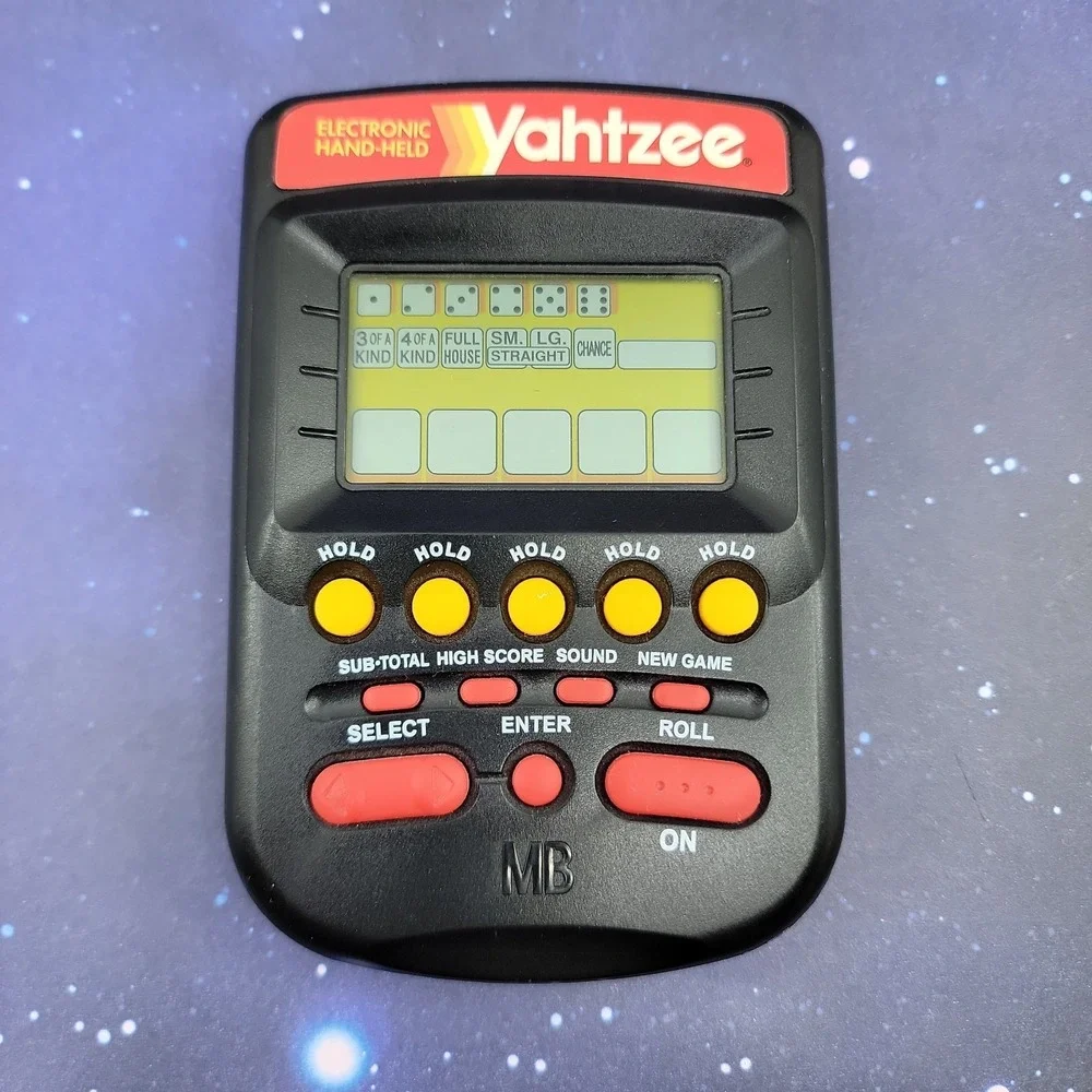 Yahtzee Electronic Handheld Game 1995 Black MB Milton Bradley 4511 TESTED
